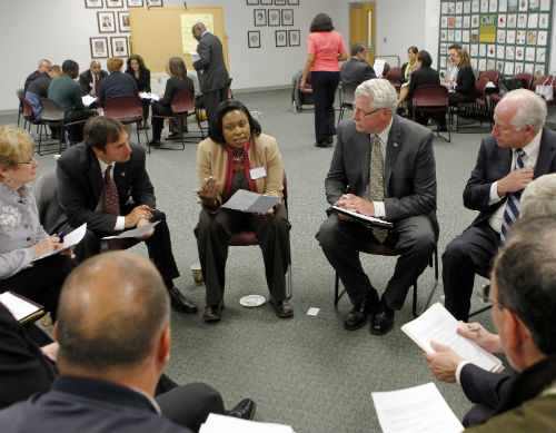 Community members convene as part of a Unite Rochester “Listening Tour” meeting last year hosted by the Democrat and Chronicle’s editorial board.