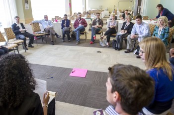 More than 30 people convened, representing various backgrounds, to talk about diversity and entrepreneurship. Photo: Justin Wan/The Gazette-KCRG TV9